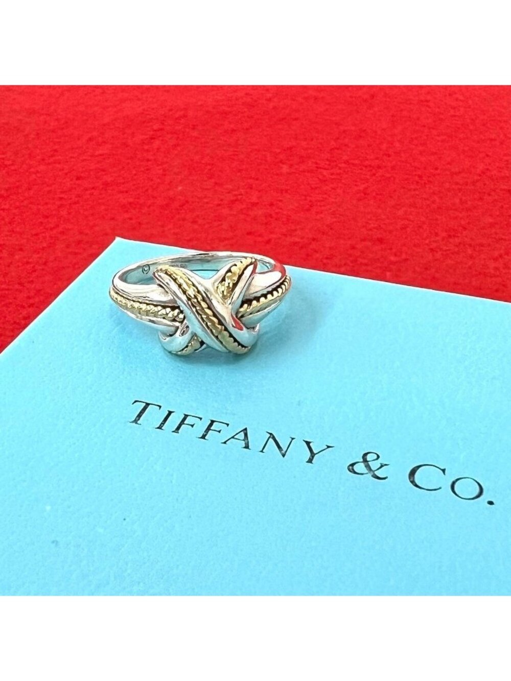 Tiffany & Co Vintage Signature Ring Silver Yellow Gold